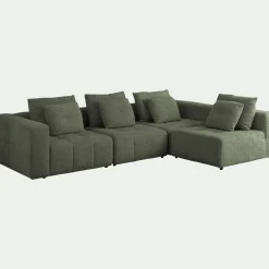Canapé d'angle droit en tissu Benjo - vert cèdre
