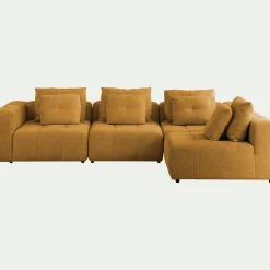 Canapé d'angle droit en tissu Benjo - jaune argan