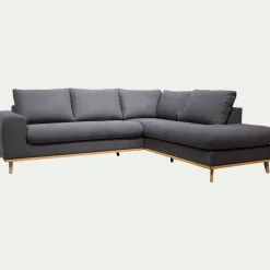 Canapé d'angle droit fixe en tissu Cosmo - gris anthracite