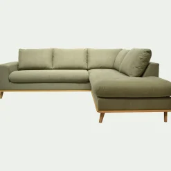 Canapé d'angle droit fixe en tissu Cosmo - vert kaki