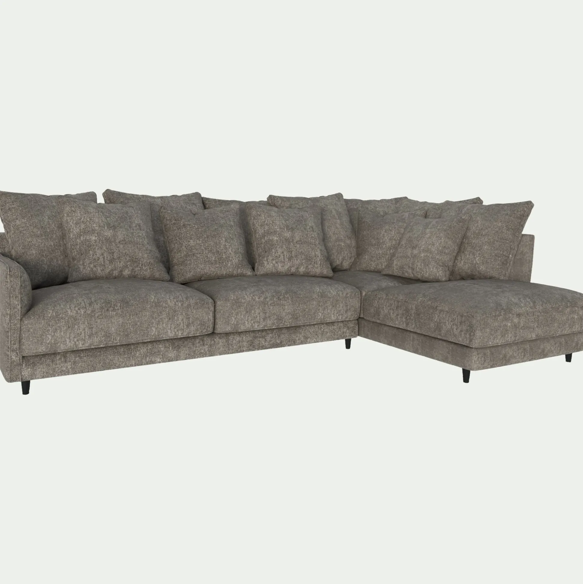 Canapé d'angle droit fixe en tissu genesis - beige alpilles