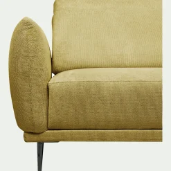 Canapé d'angle droit fixe en tissu memphis avec fonction avance-recul - jaune argan