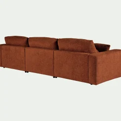 Canapé d'angle droit fixe en chenille - brun rustrel