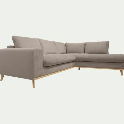 Canapé d'angle droit fixe en tissu storm - taupe