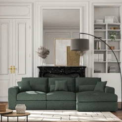 Canapé d'angle droit fixe en chenille - bleu calaluna