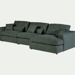 Canapé d'angle droit fixe en chenille - bleu calaluna