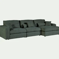 Canapé d'angle droit fixe en chenille - bleu calaluna