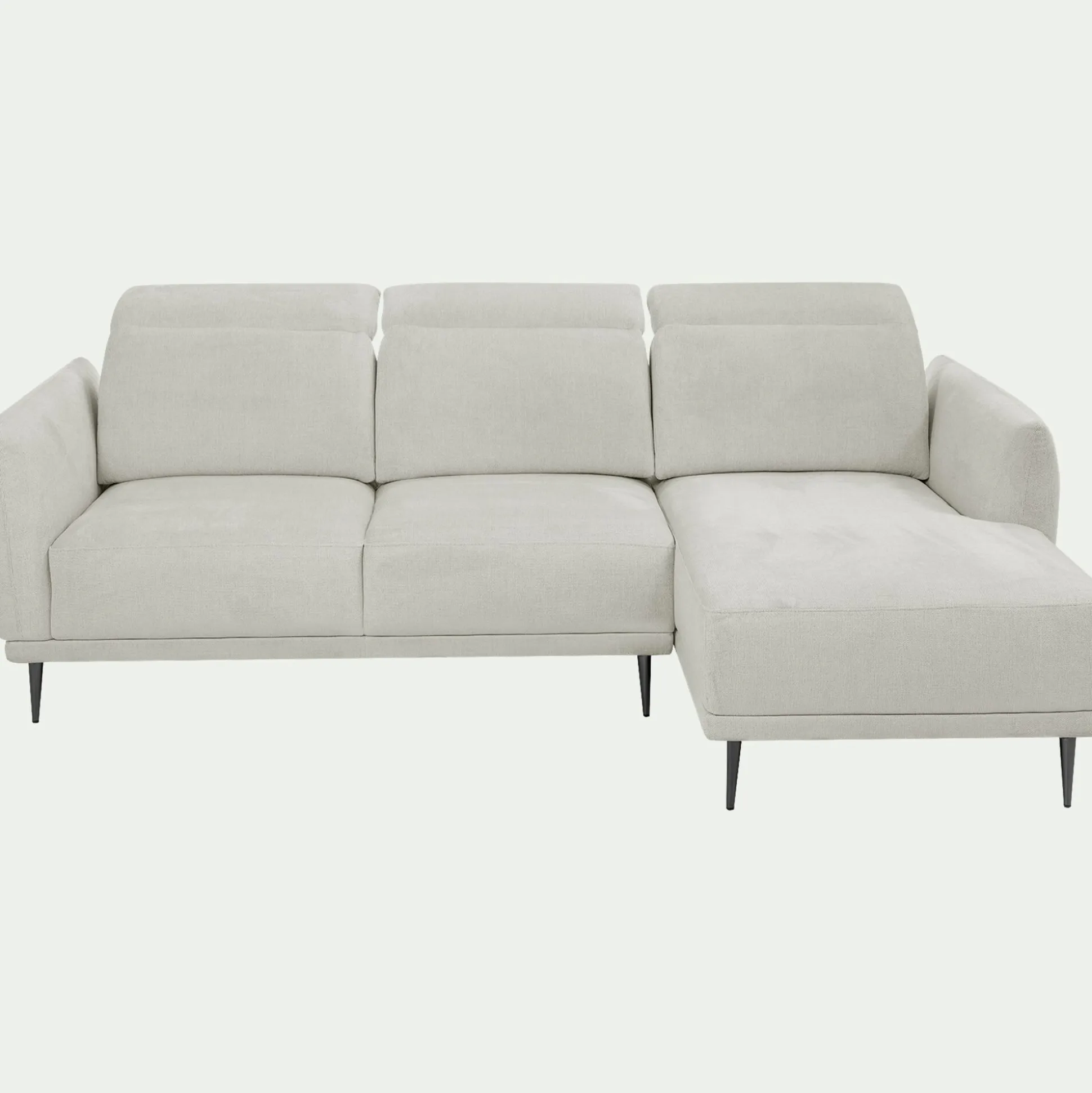 Canapé d'angle droit fixe en tissu memphis avec fonction avance-recul - beige roucas