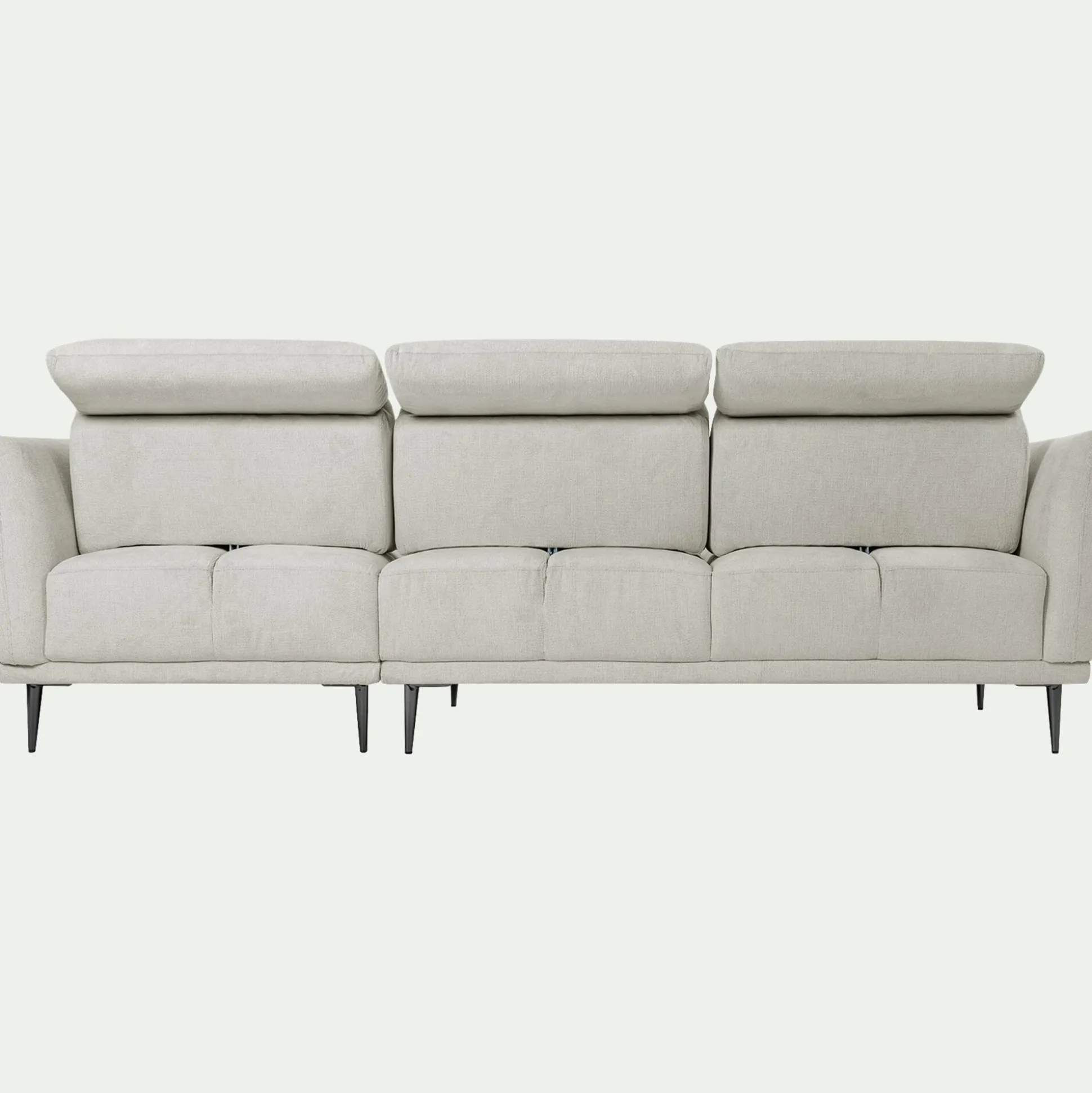 Canapé d'angle droit fixe en tissu memphis avec fonction avance-recul - beige roucas