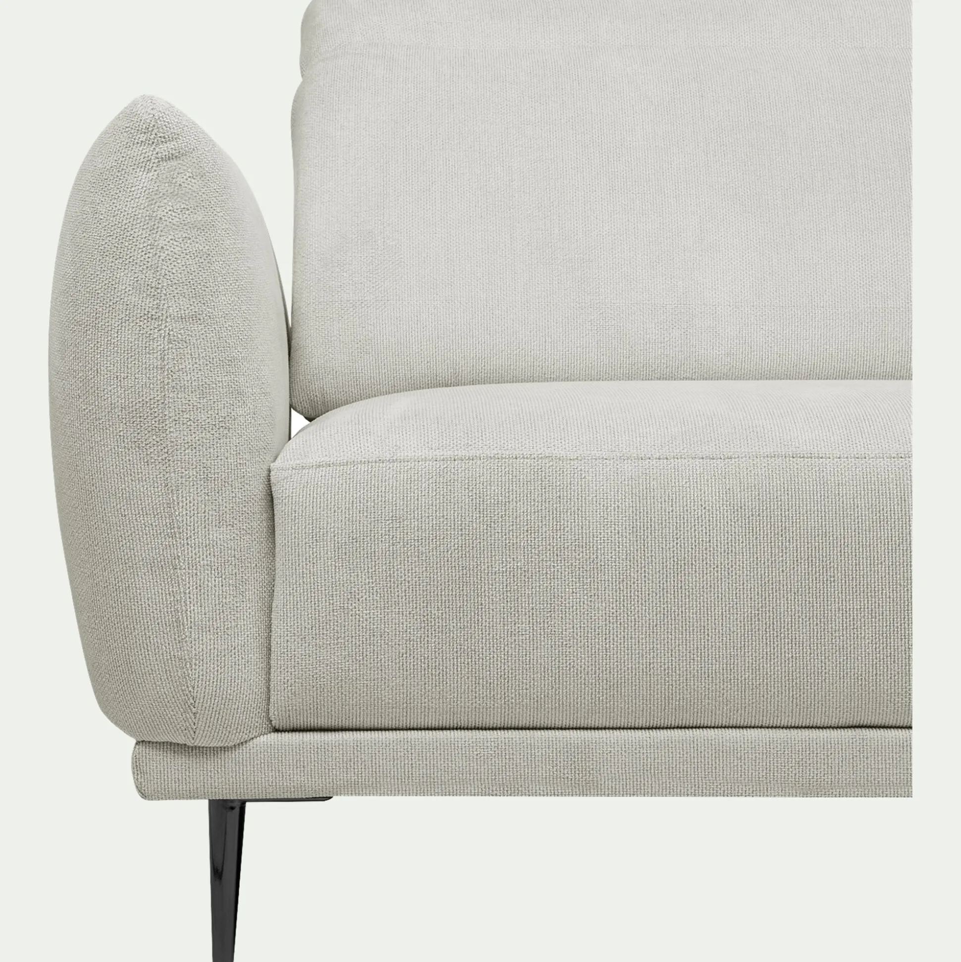 Canapé d'angle droit fixe en tissu memphis avec fonction avance-recul - beige roucas