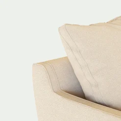 Canapé d'angle droit fixe en tissu joint - beige roucas