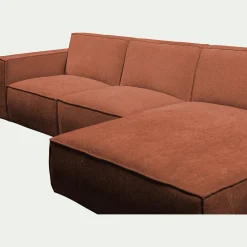 Canapé d'angle droit fixe en tissu genesis - brun rustrel