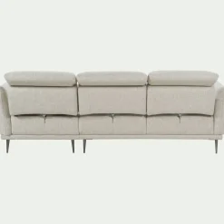 Canapé d'angle droit fixe en tissu avec fonction avance-recul - beige roucas