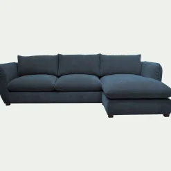 Canapé d'angle droit fixe en tissu Nature - bleu