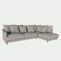 Canapé d'angle droit fixe en tissu joint - gris borie