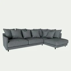 Canapé d'angle droit fixe en tissu mixte - gris ardoise