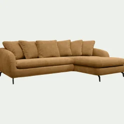 Canapé d'angle droit fixe en tissu tramé - bronze