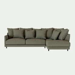 Canapé d'angle droit fixe en tissu mixte - vert cèdre