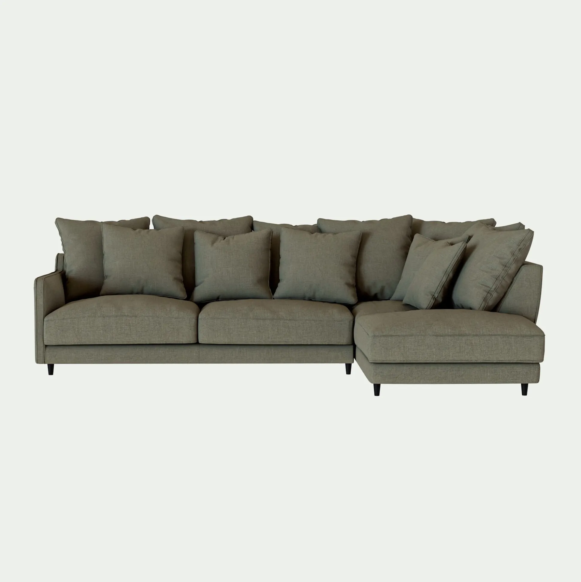 Canapé d'angle droit fixe en tissu mixte - vert cèdre