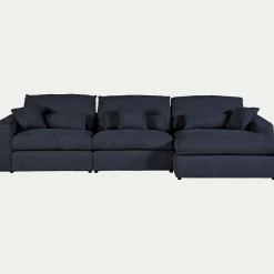 Canapé d'angle droit fixe en chenille - bleu marine