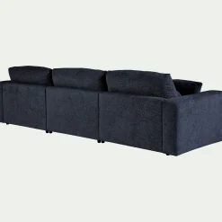 Canapé d'angle droit fixe en chenille - bleu marine