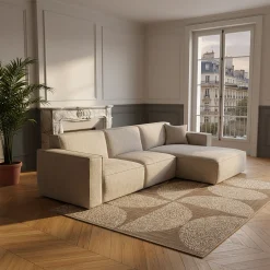 Canapé d'angle droit fixe en tissu genesis - beige