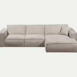 Canapé d'angle droit fixe en tissu genesis - beige