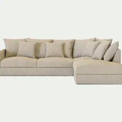 Canapé d'angle fixe droit en tissu - beiges alpilles