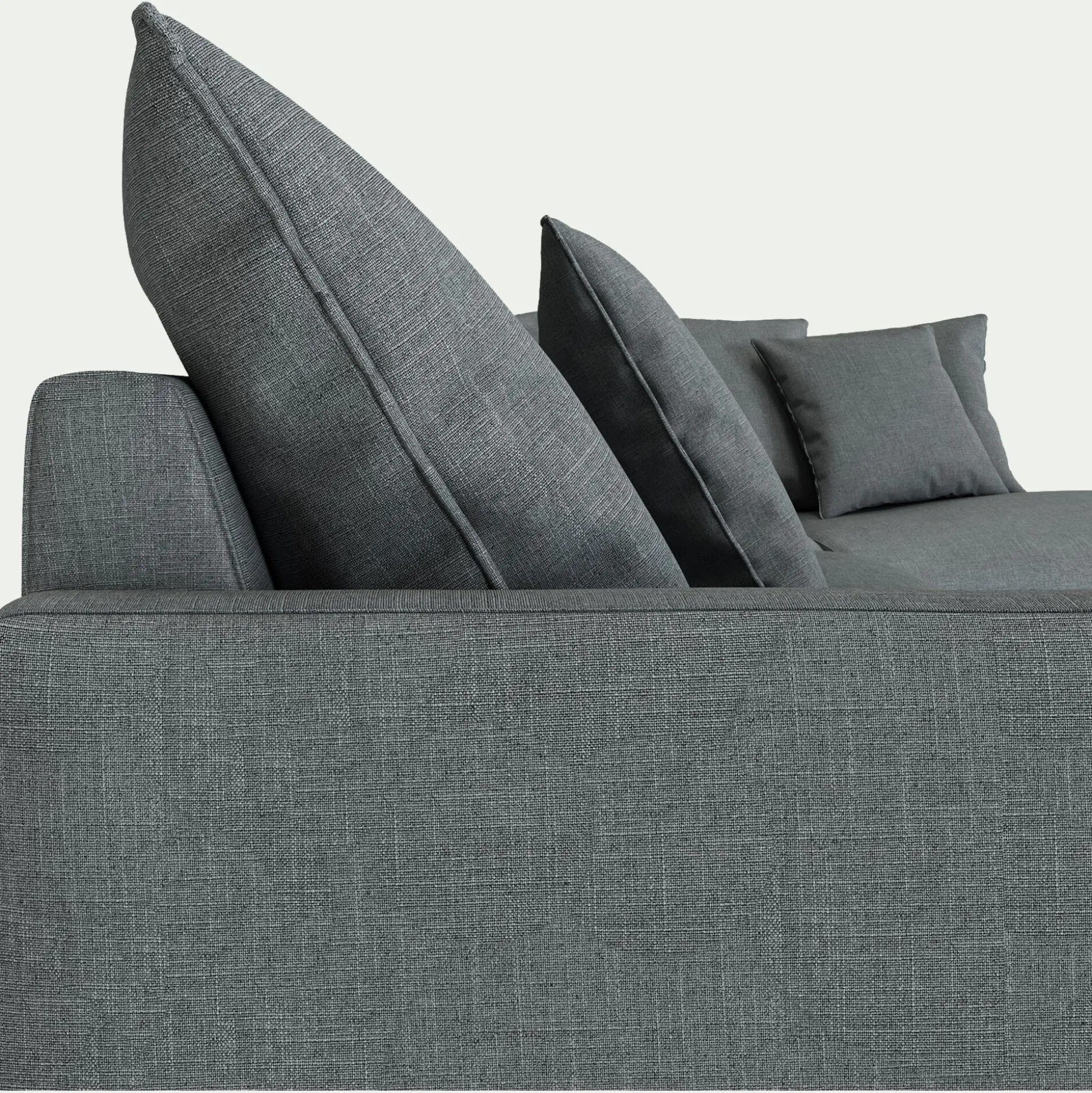 Canapé d'angle fixe droit en tissu - gris ardoise