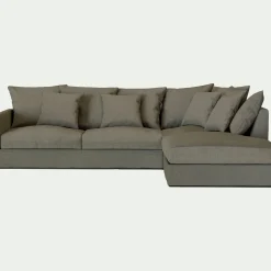 Canapé d'angle fixe droit en tissu - vert cèdre