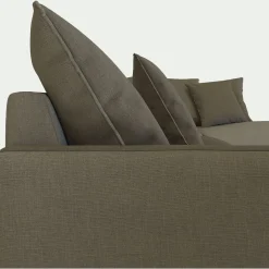 Canapé d'angle fixe droit en tissu - vert cèdre