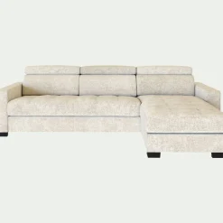 Canapé d'angle fixe en tissu genesis avec accoudoirs 20cm - blanc ventoux