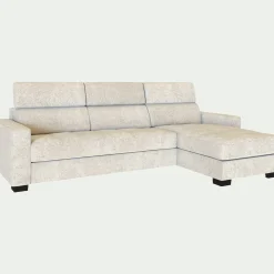 Canapé d'angle fixe en tissu genesis avec accoudoirs 20cm - blanc ventoux