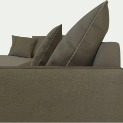 Canapé d'angle fixe gauche en tissu - vert cèdre