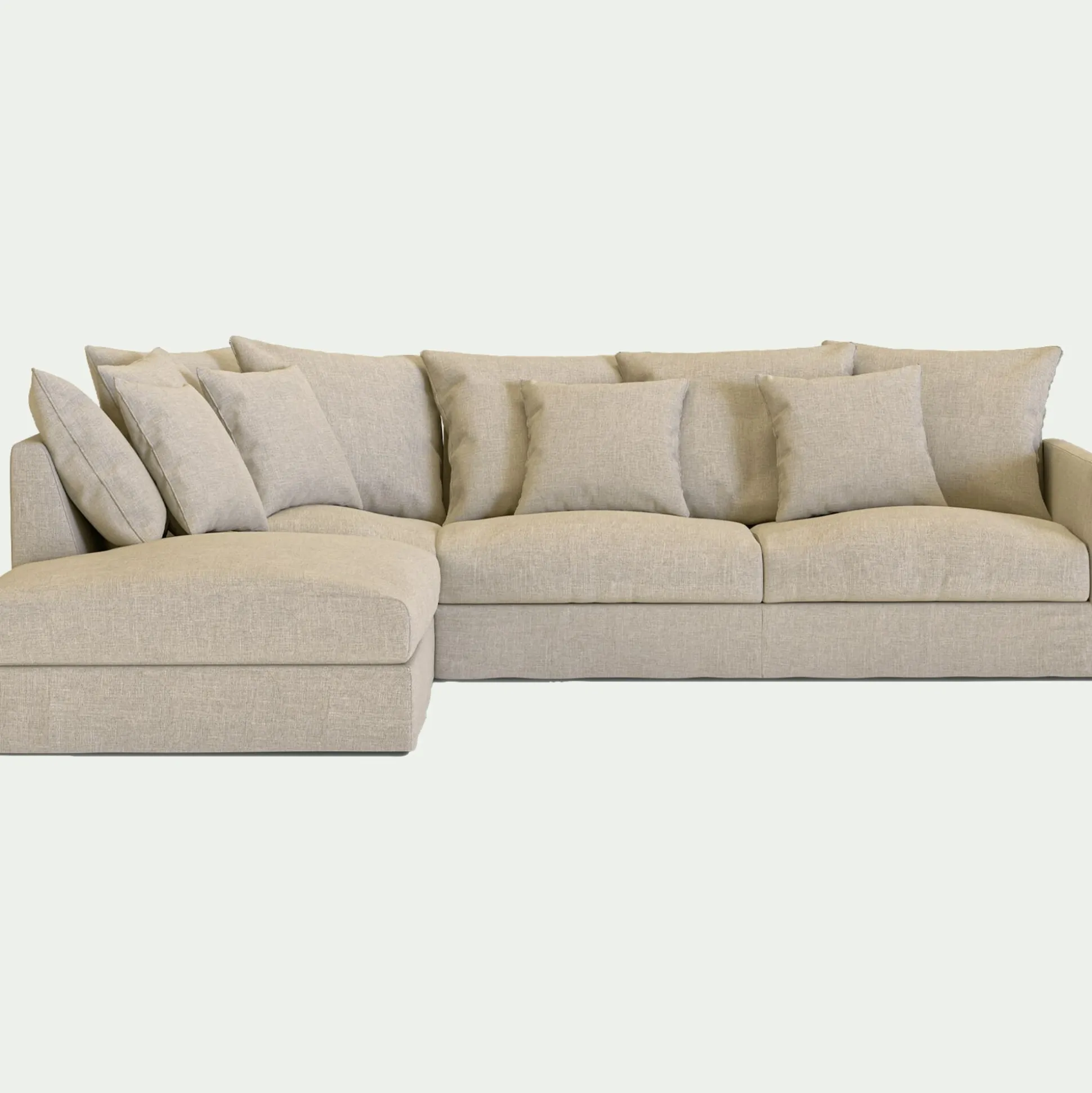 Canapé d'angle fixe gauche en tissu - beige alpilles