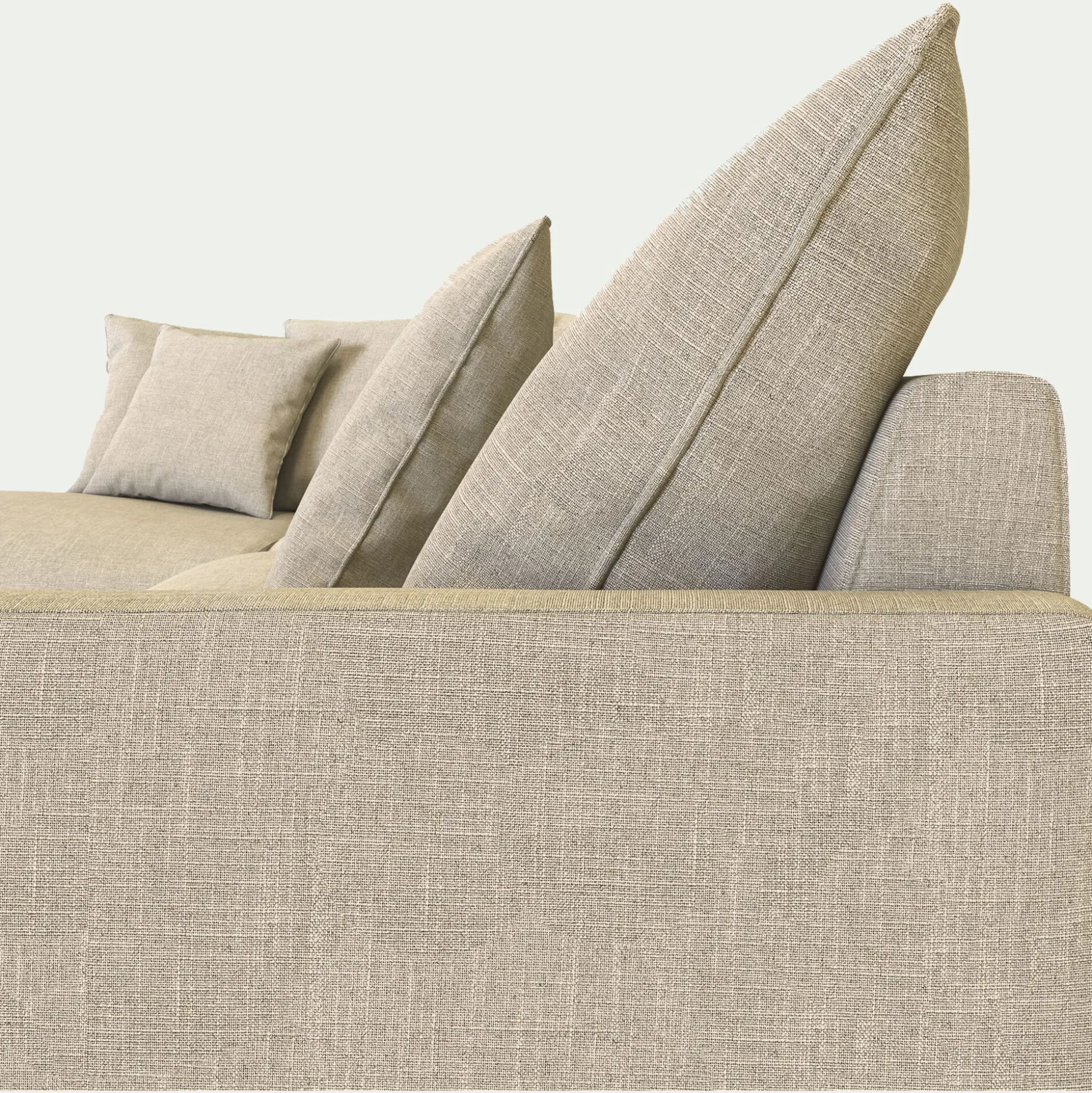 Canapé d'angle fixe gauche en tissu - beige alpilles