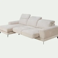 Canapé d'angle gauche avance recule en tissu doux - beige