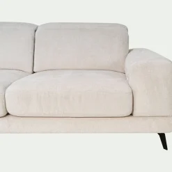 Canapé d'angle gauche avance recule en tissu doux - beige