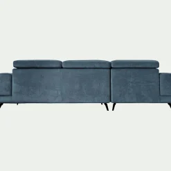 Canapé d'angle gauche avance recule en tissu doux - bleu