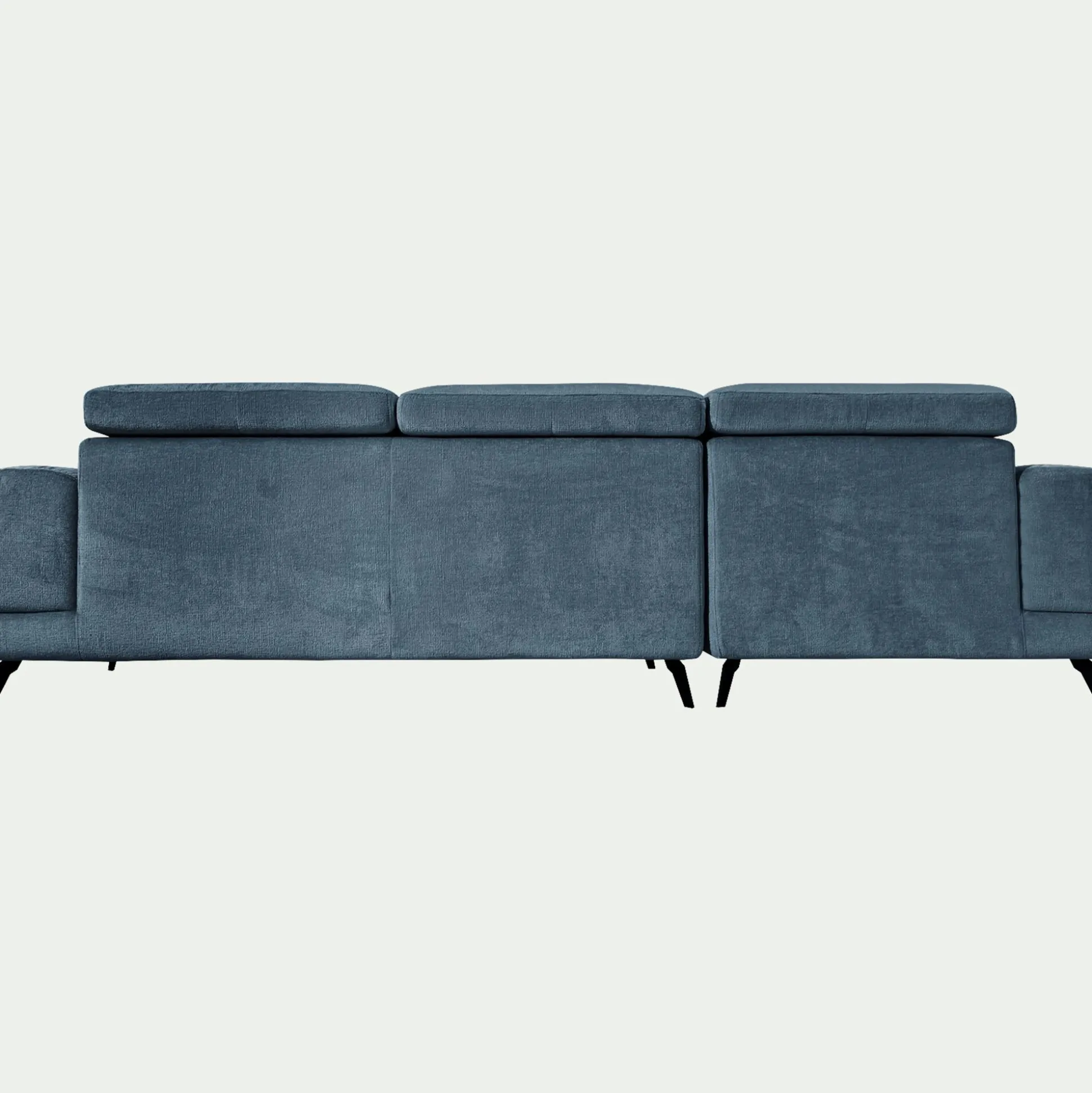 Canapé d'angle gauche avance recule en tissu doux - bleu