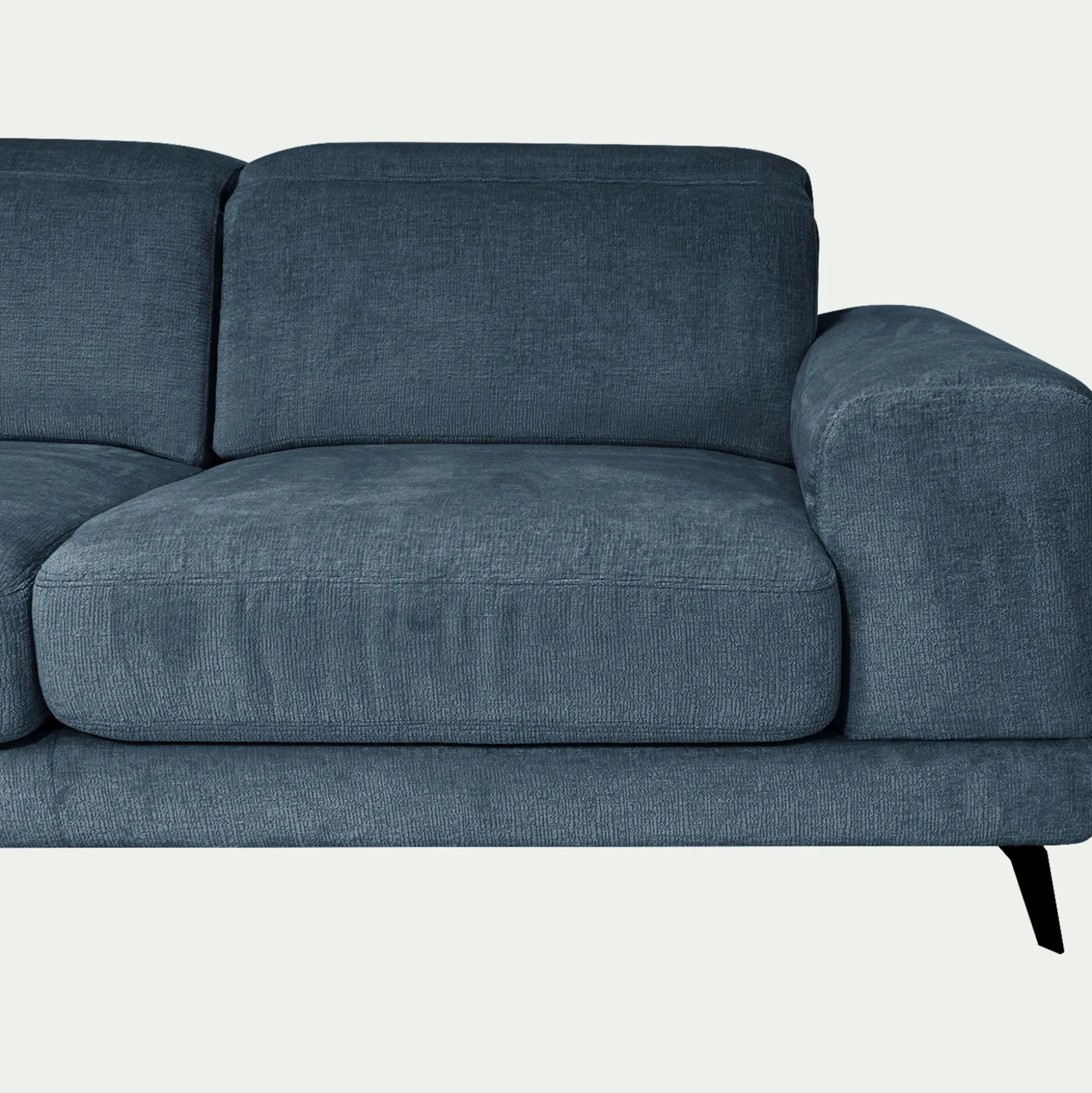 Canapé d'angle gauche avance recule en tissu doux - bleu