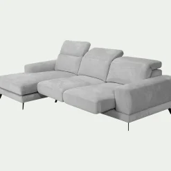 Canapé d'angle gauche avance recule en tissu doux - gris