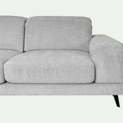 Canapé d'angle gauche avance recule en tissu doux - gris