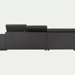 Canapé d'angle gauche convertible avec coffre en tissu doux - gris ardoise