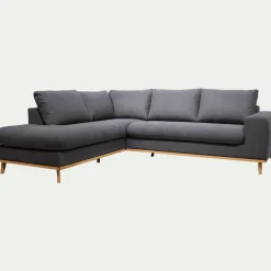Canapé d'angle gauche convertible en tissu Cosmo - gris anthracite