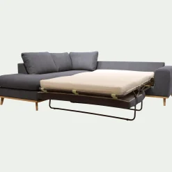 Canapé d'angle gauche convertible en tissu Cosmo - gris anthracite