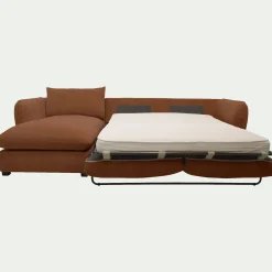 Canapé d'angle gauche convertible en tissu Nature - brun rustrel