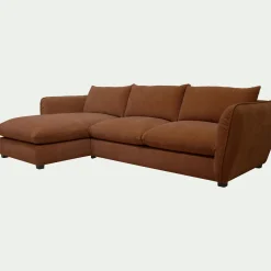 Canapé d'angle gauche convertible en tissu Nature - brun rustrel