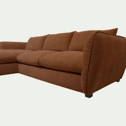 Canapé d'angle gauche convertible en tissu Nature - brun rustrel