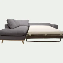 Canapé d'angle gauche convertible en tissu Crown - gris restanque